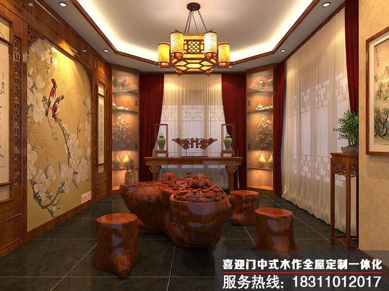 中式裝修茶葉店茶室一空間裝飾效果圖